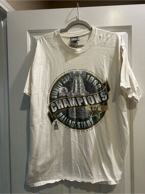 STARTER White Dallas Stars 1999 Champions Graphic Tee XL